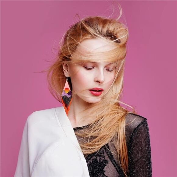 Handmade Boho Multicolor Beaded Tassel Earrings | Long Fringe - Picture 3 of 4